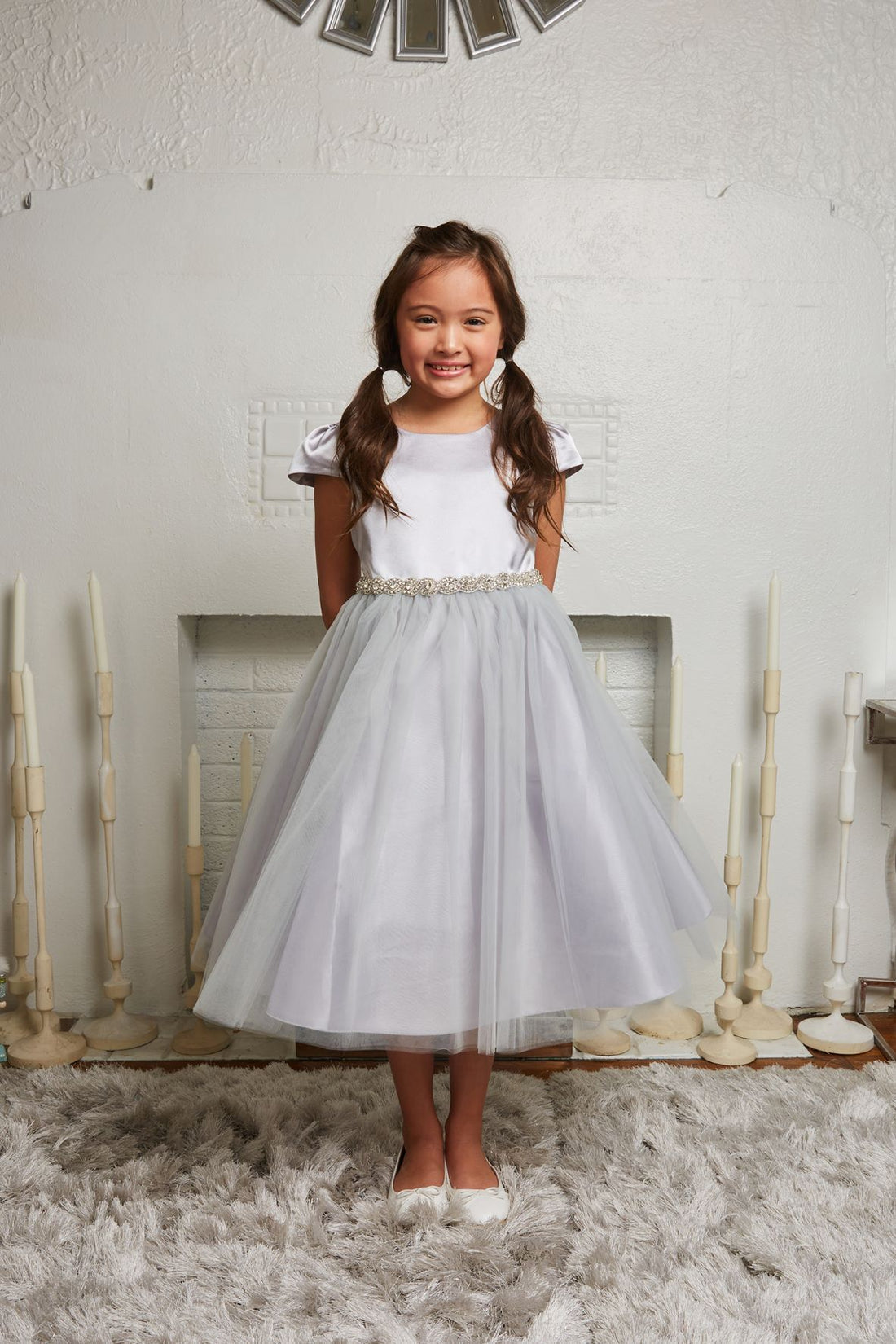 Sleeve Satin Girl Party Dress with Tulle by AS452 Kids Dream - Girl Formal Dresses