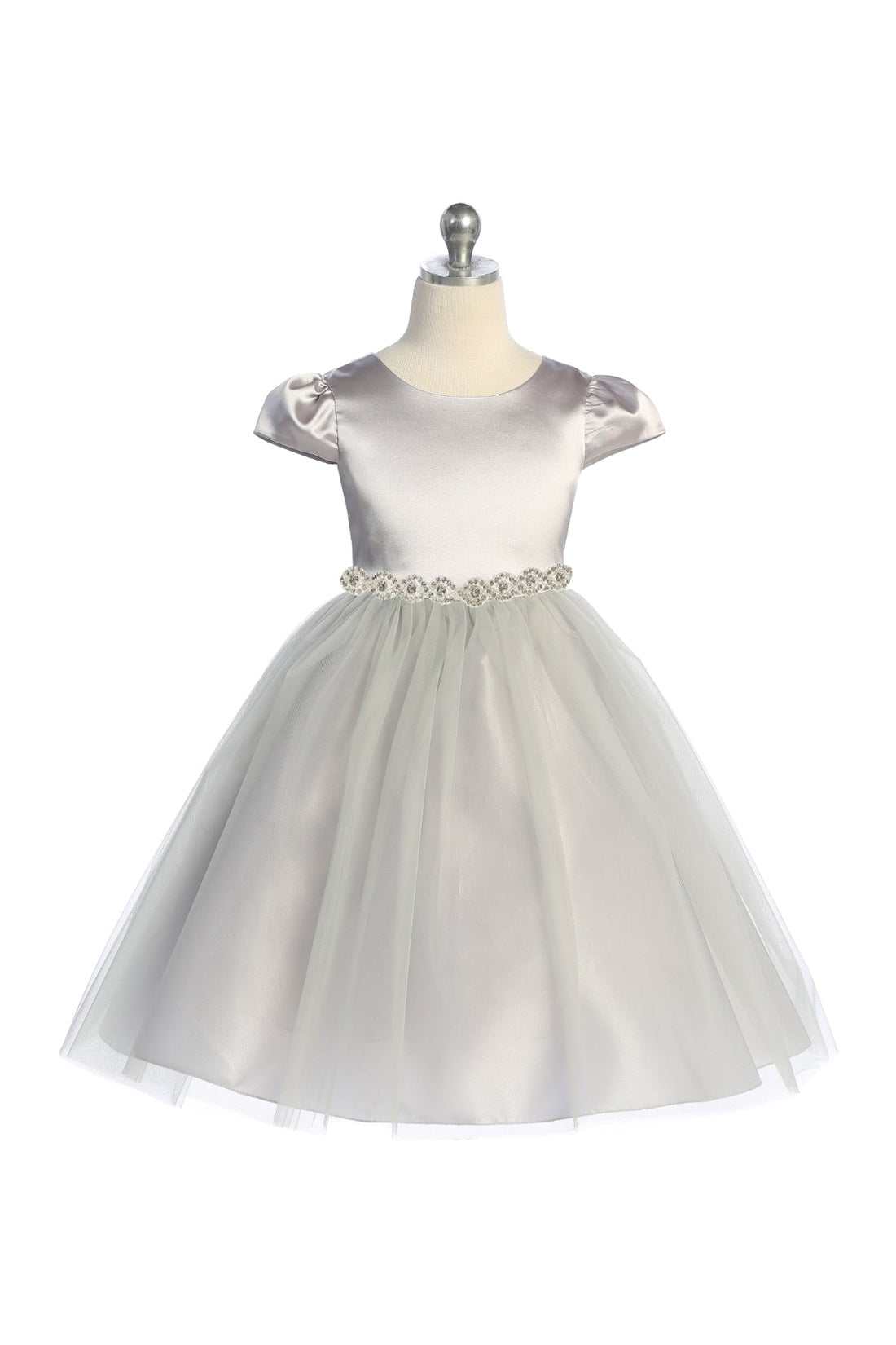 Sleeve Satin Girl Party Dress with Tulle by AS452 Kids Dream - Girl Formal Dresses