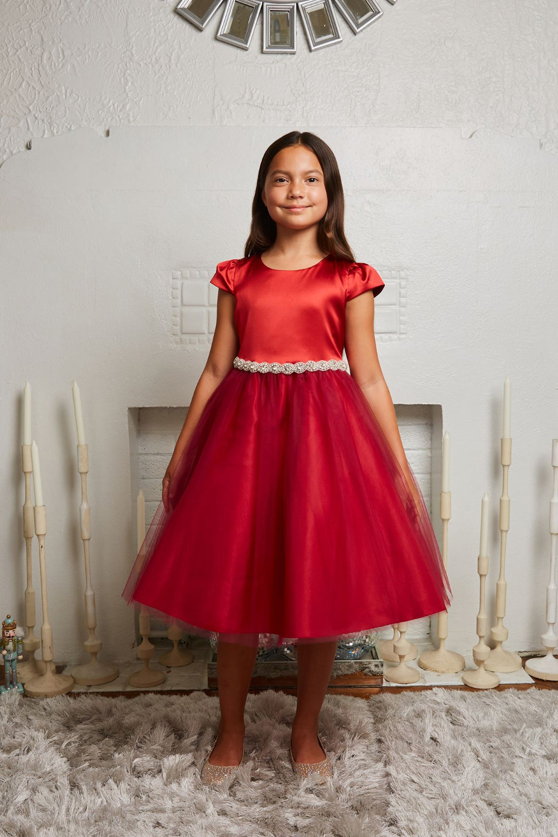 Sleeve Satin Girl Party Dress with Tulle by AS452 Kids Dream - Girl Formal Dresses