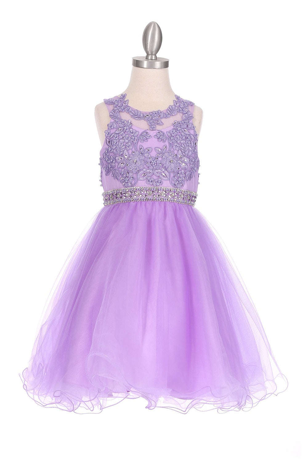 Rhinestone Pearl Beaded Lace Tulle Girl Party Dress by Cinderella Couture USA As5013