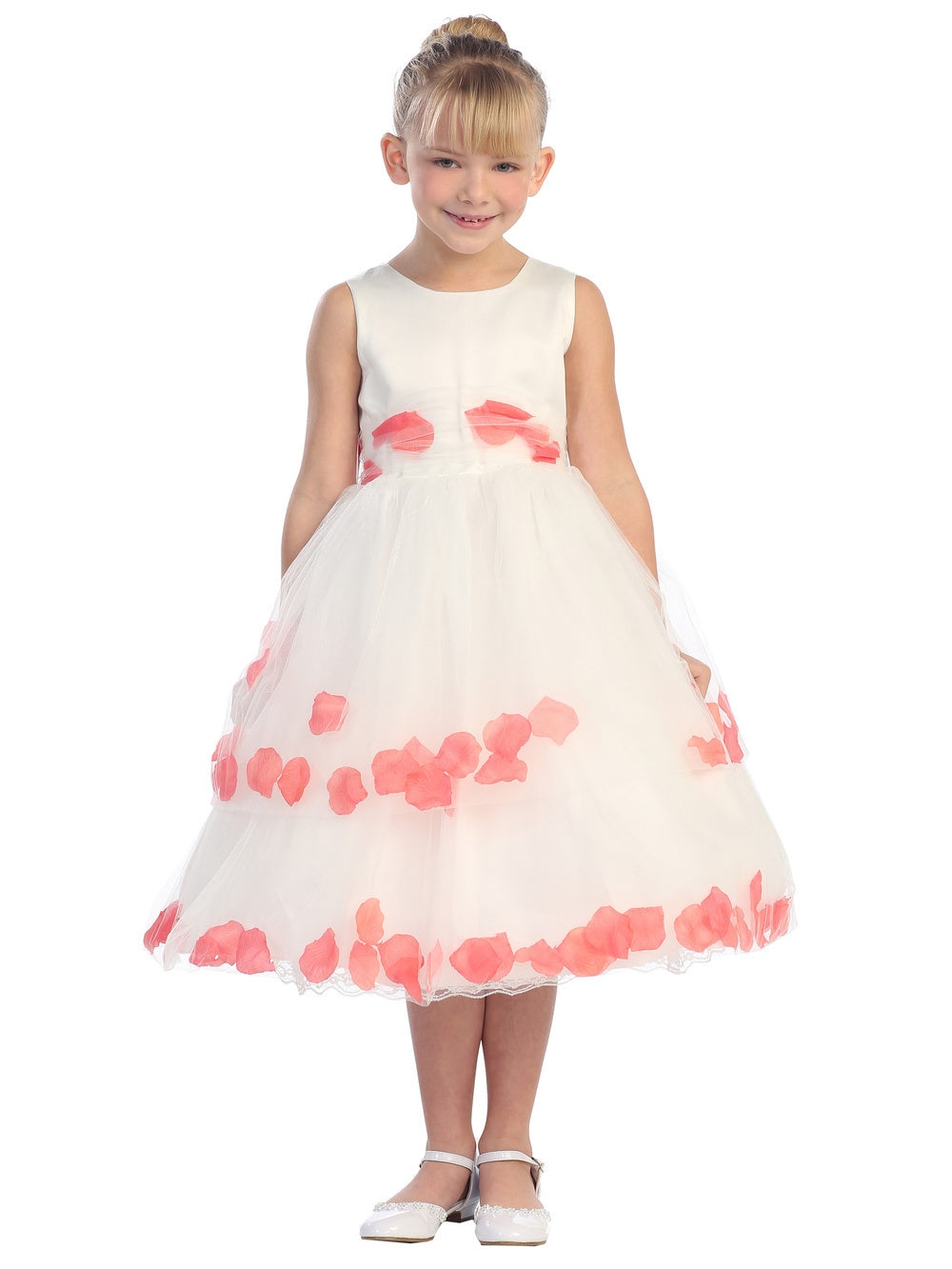 Flower Girl Petal Satin Bodice Double Tulle Layer Dress by TIPTOP KIDS - AS5251