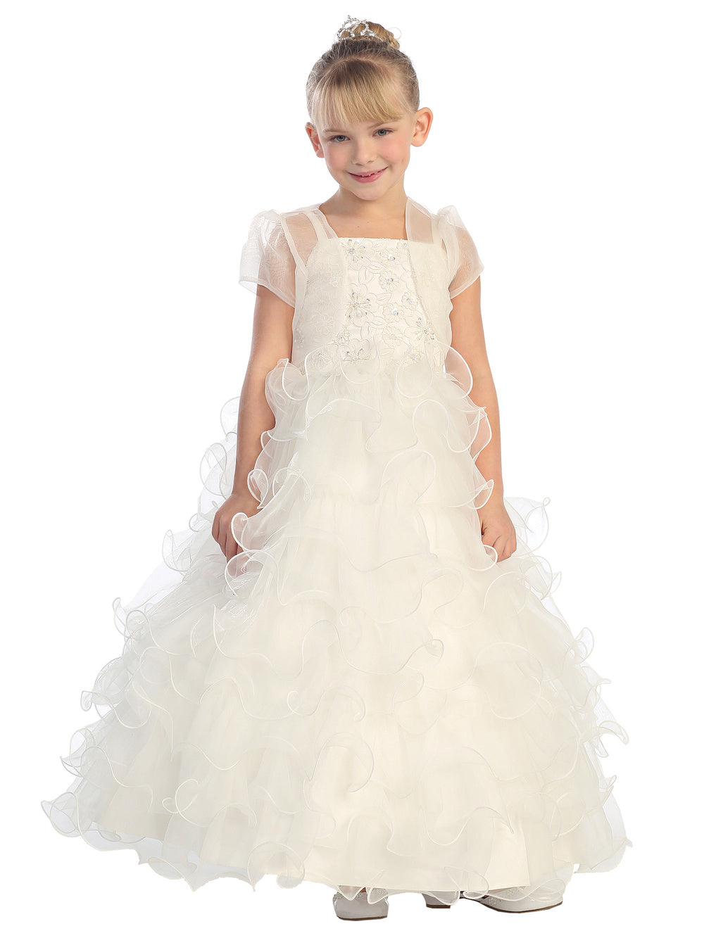 Flower Girl Lace Bodice Ruffle Dress by TIPTOP KIDS - AS5619