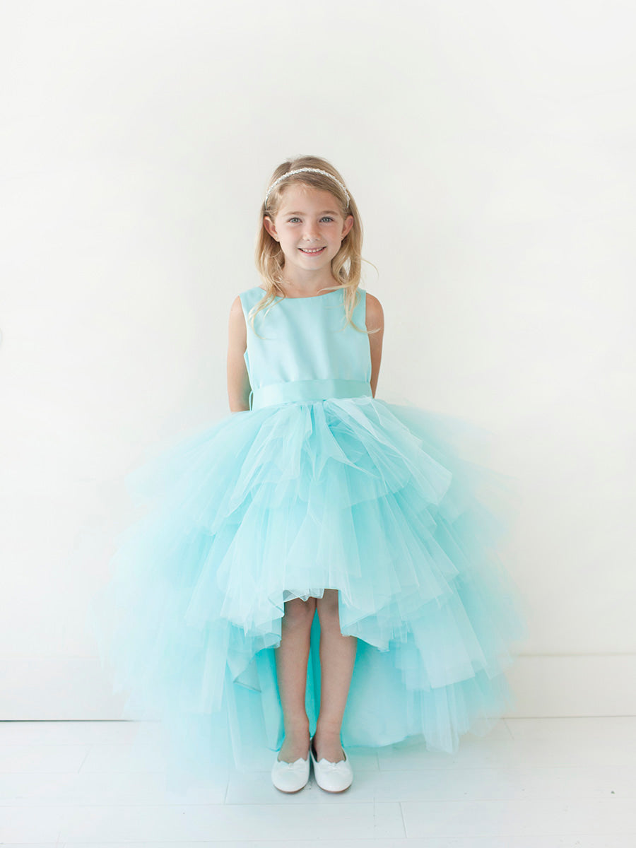 Girl Dress with Ruffled Tulle High-Low Dress by TIPTOP KIDS - AS5658