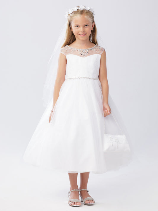 Flower Girl Dress - Lace Bodice with Rhinestone and Pearl by TIPTOP KIDS - AS5746