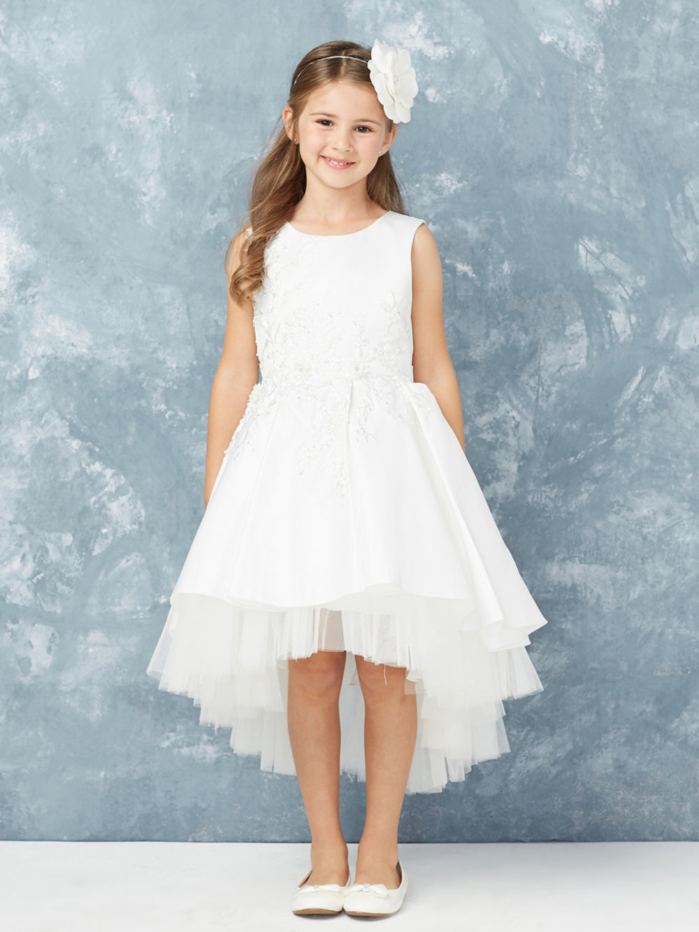 Flower Girl Satin 3D Lace Applique Dress by TIPTOP KIDS - AS5760