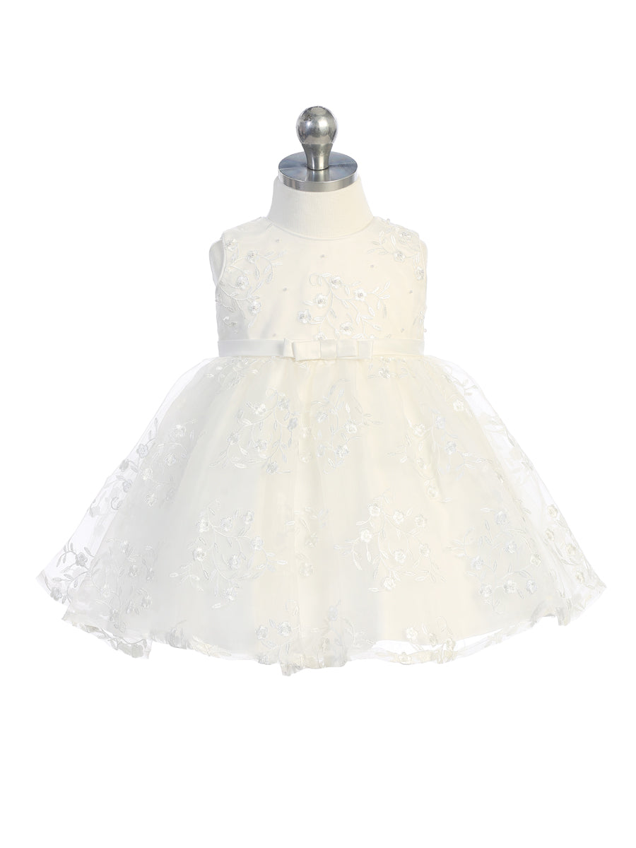 Baby Dress with Floral Embroidered Organza by TIPTOP KIDS - AS5783S