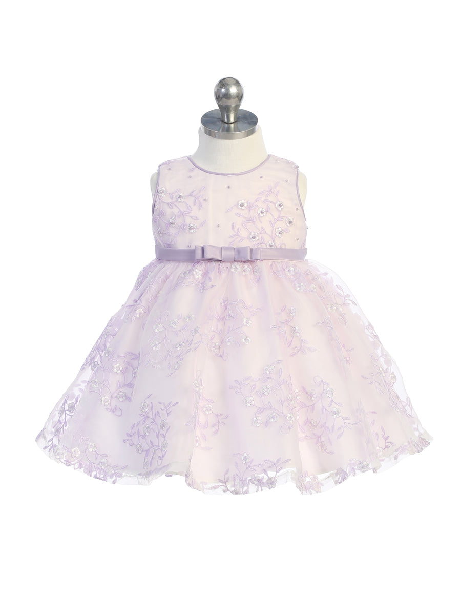 Baby Dress with Floral Embroidered Organza by TIPTOP KIDS - AS5783S