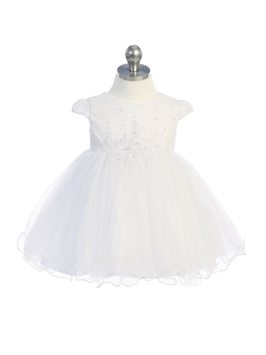 Baby Dress with Lace Applique Cap Sleeves by TIPTOP KIDS - AS5784S