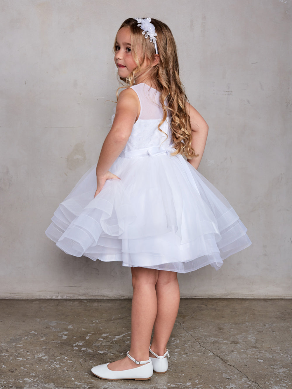 Girl Dress with Gorgeous 3D Flowers and Feathers Dress by TIPTOP KIDS - AS5800