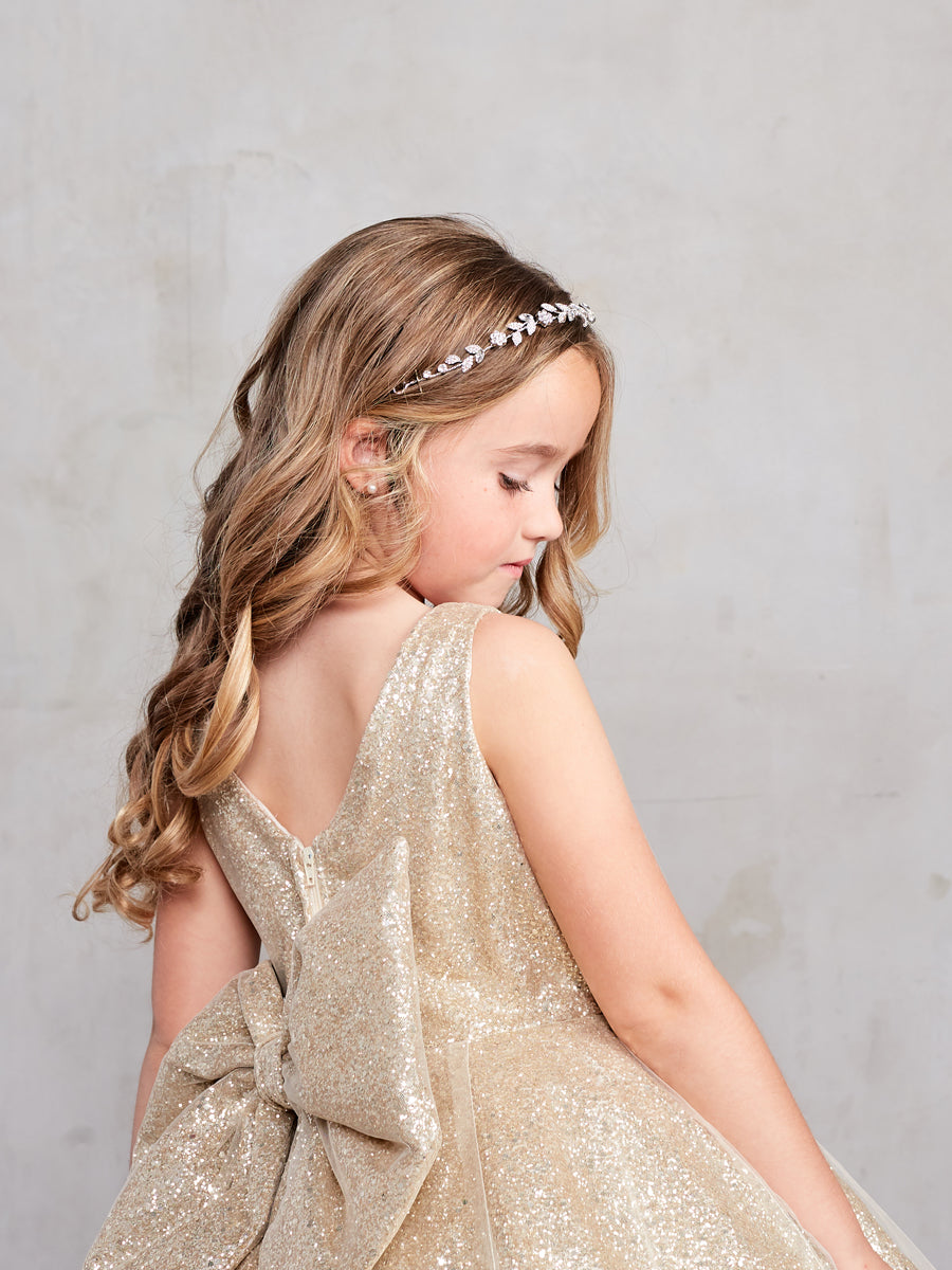 Sparkling Glitter Train Dress with Large Bow by TIPTOP KIDS - AS5804