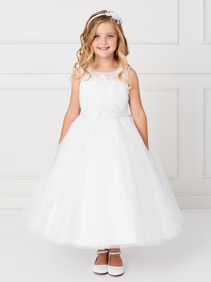 Flower Girl Dress with Sleeveless Pleated Bodice by TIPTOP KIDS - AS5809