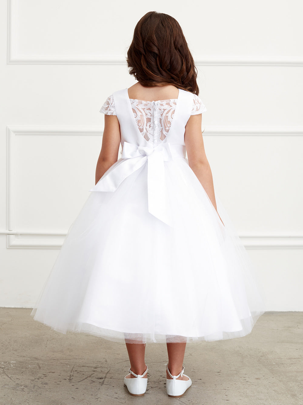 Flower Girl Dress with Lace Overlay and Pearl Waistline by TIPTOP KIDS - AS5821