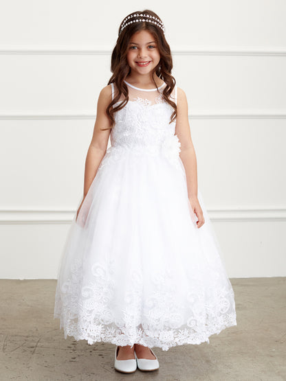 Flower Girl Illusion Neckline Bodice Dress by TIPTOP KIDS - AS5822