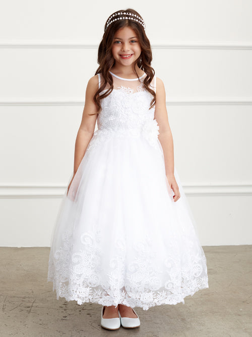 Flower Girl Illusion Neckline Bodice Dress by TIPTOP KIDS - AS5822