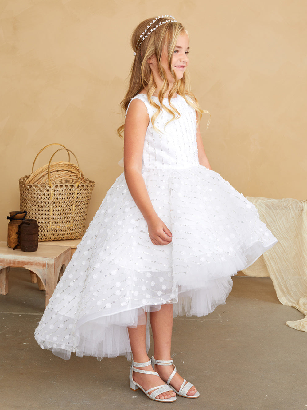 Flower Girl Veritical Beaded Pattern Dress by TIPTOP KIDS - AS5837