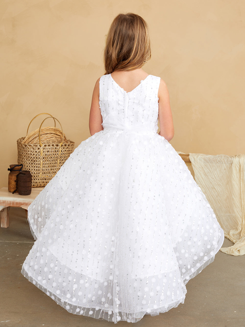 Flower Girl Veritical Beaded Pattern Dress by TIPTOP KIDS - AS5837