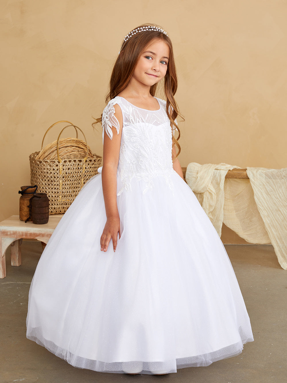 Flowergirl Sequin Applique with Shoulder Accent Dress by TIPTOP KIDS - AS5839