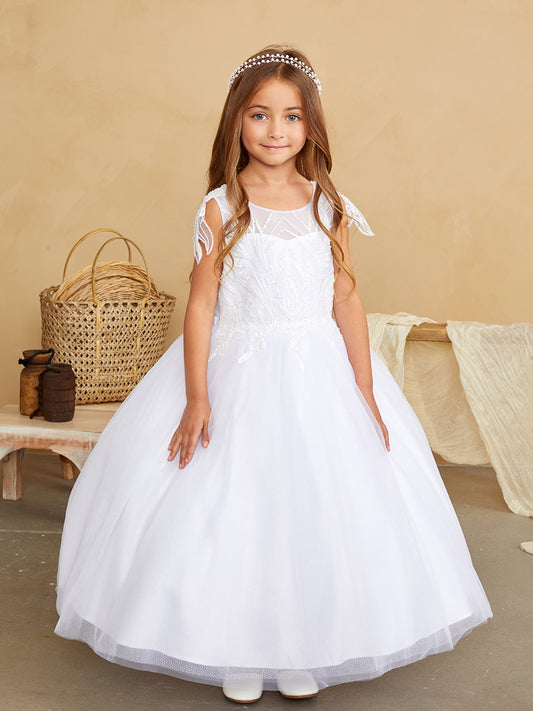 Flowergirl Sequin Applique with Shoulder Accent Dress by TIPTOP KIDS - AS5839