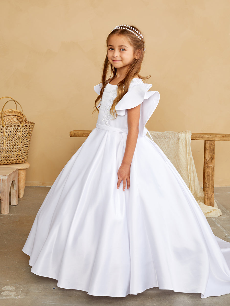 Flower Girl Dress with Satin Butterfly Sleeves by TIPTOP KIDS - AS5840