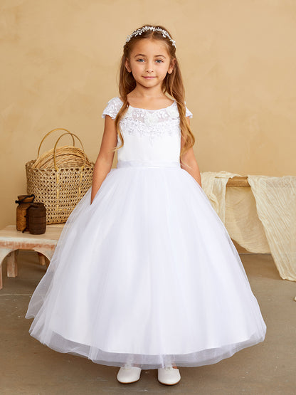 Flower Girl Dress with Illusion Boat Neckline by TIPTOP KIDS - AS5842