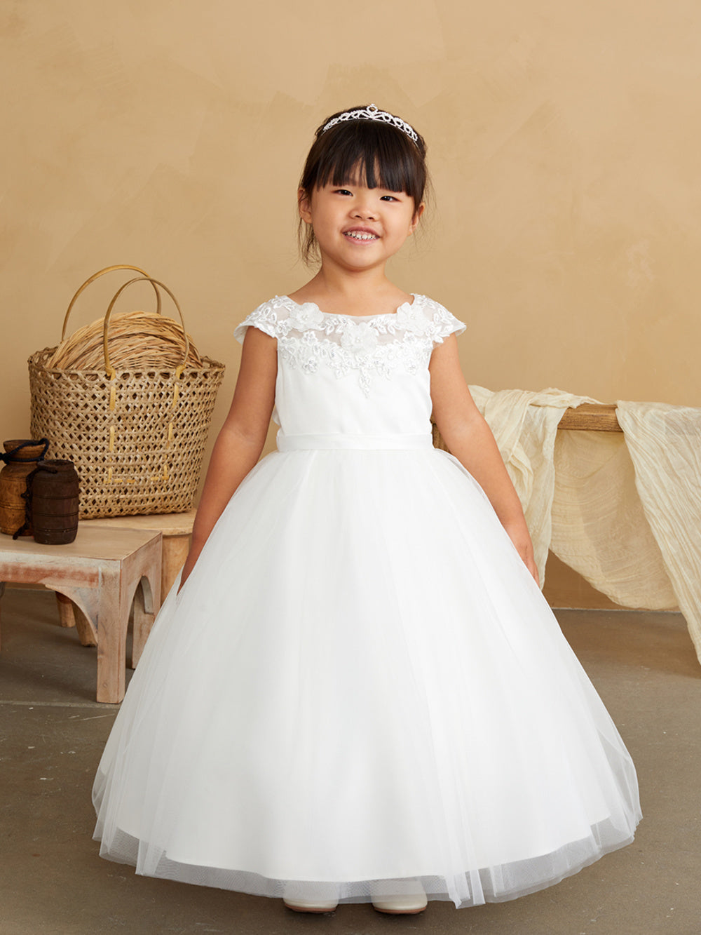 Flower Girl Dress with Illusion Boat Neckline by TIPTOP KIDS - AS5842