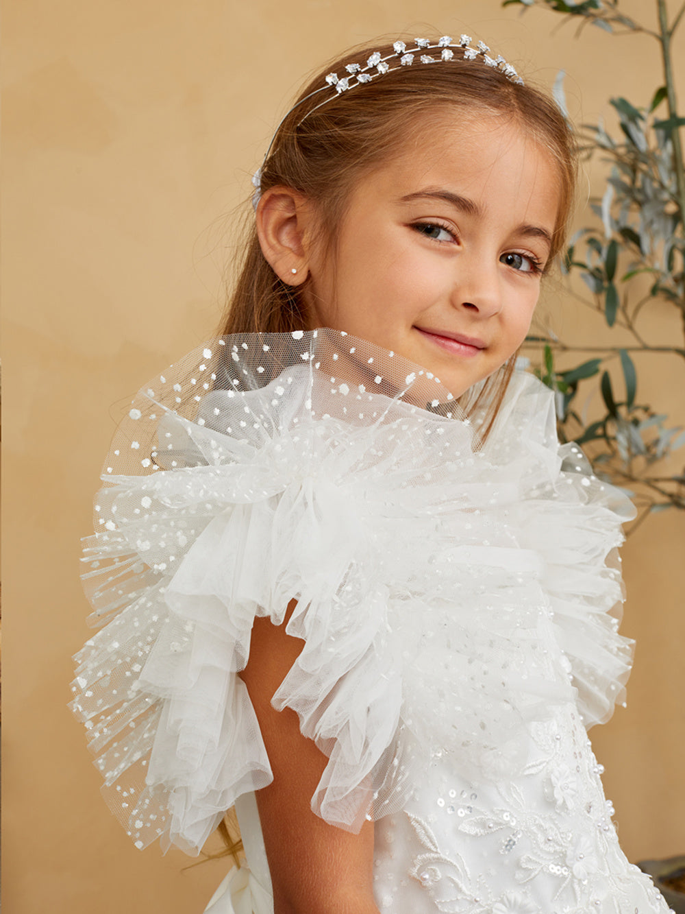 Flower Girl Polka Dot Glitter Dress Puffy Sleeves with by TIPTOP KIDS - AS5843