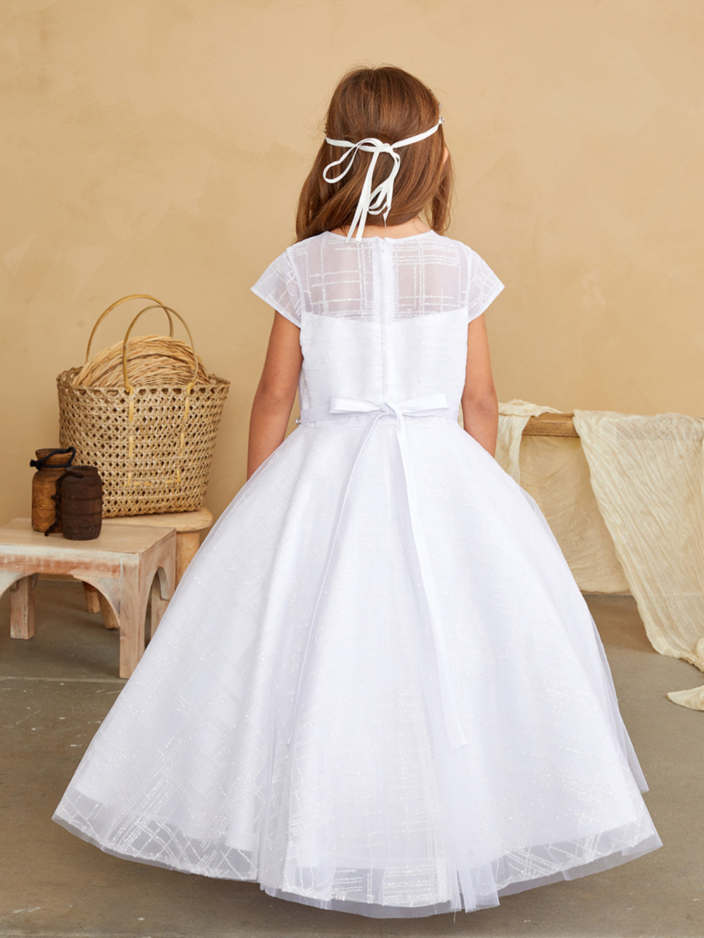 Flower Girl Tulle Glitter Illusion Neckline Dress by TIPTOP KIDS - AS5844