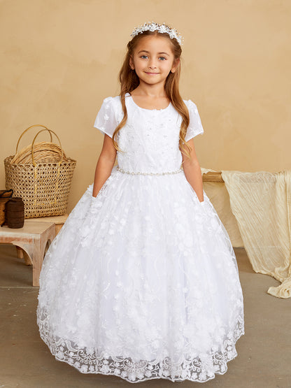 Flower Girl 3D Floral Sleeve Dress by TIPTOP KIDS - AS5845