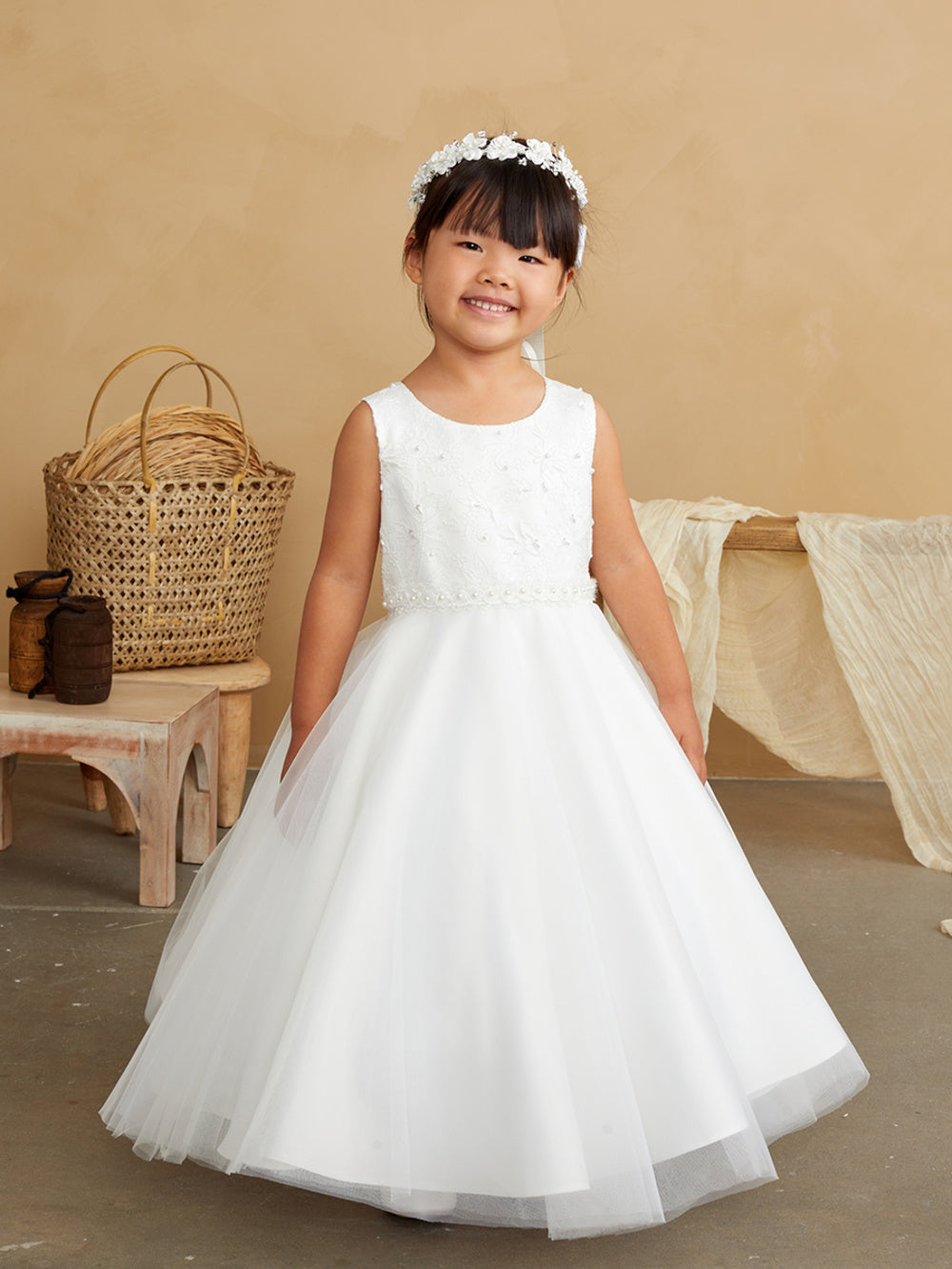 Flower Girl Tulle Sleeveless Lace Bodice Dress by TIPTOP KIDS - AS5846