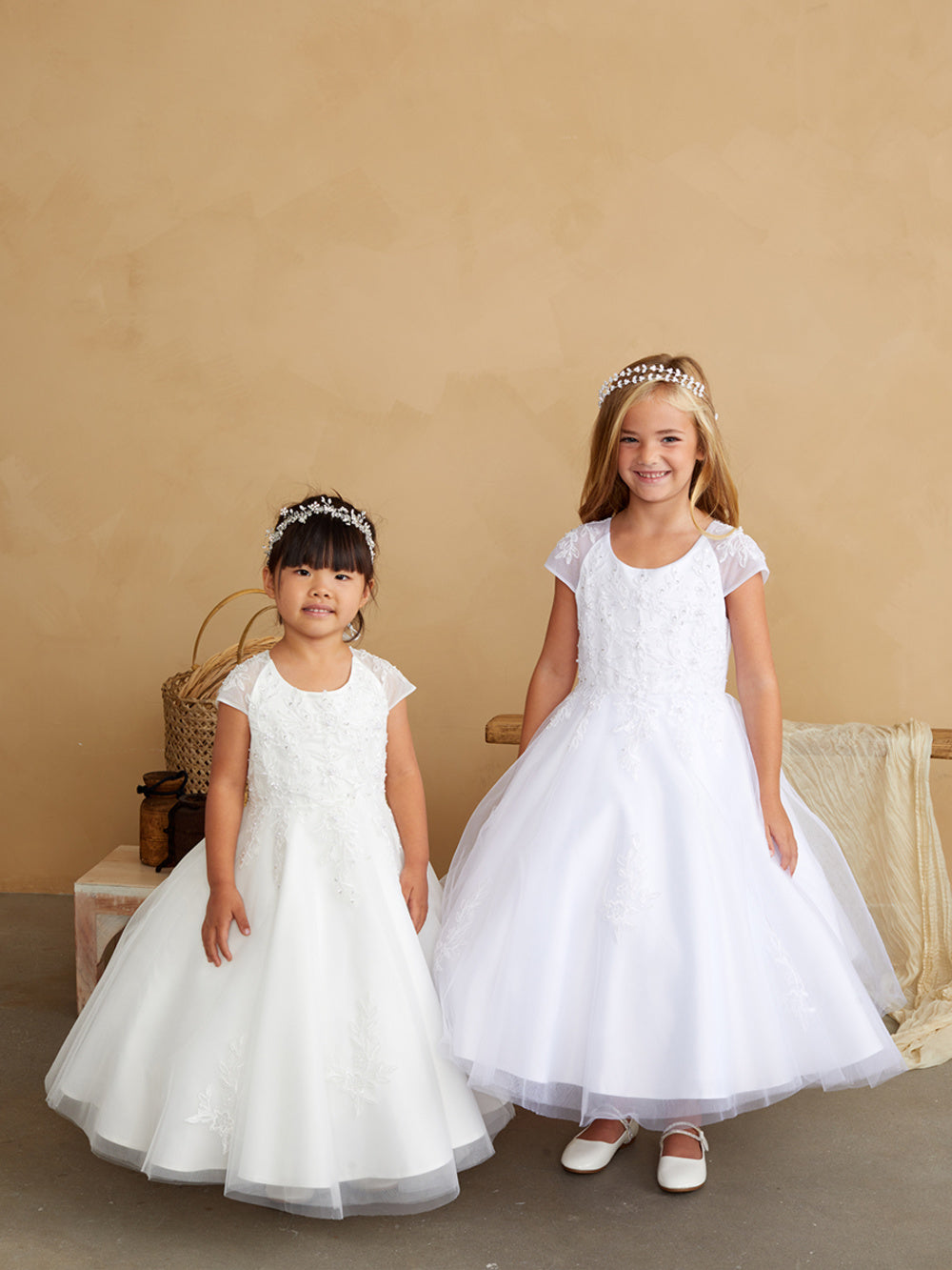 Flower Girl Cap Sleeved Lace Applique Dress by TIPTOP KIDS - AS5847