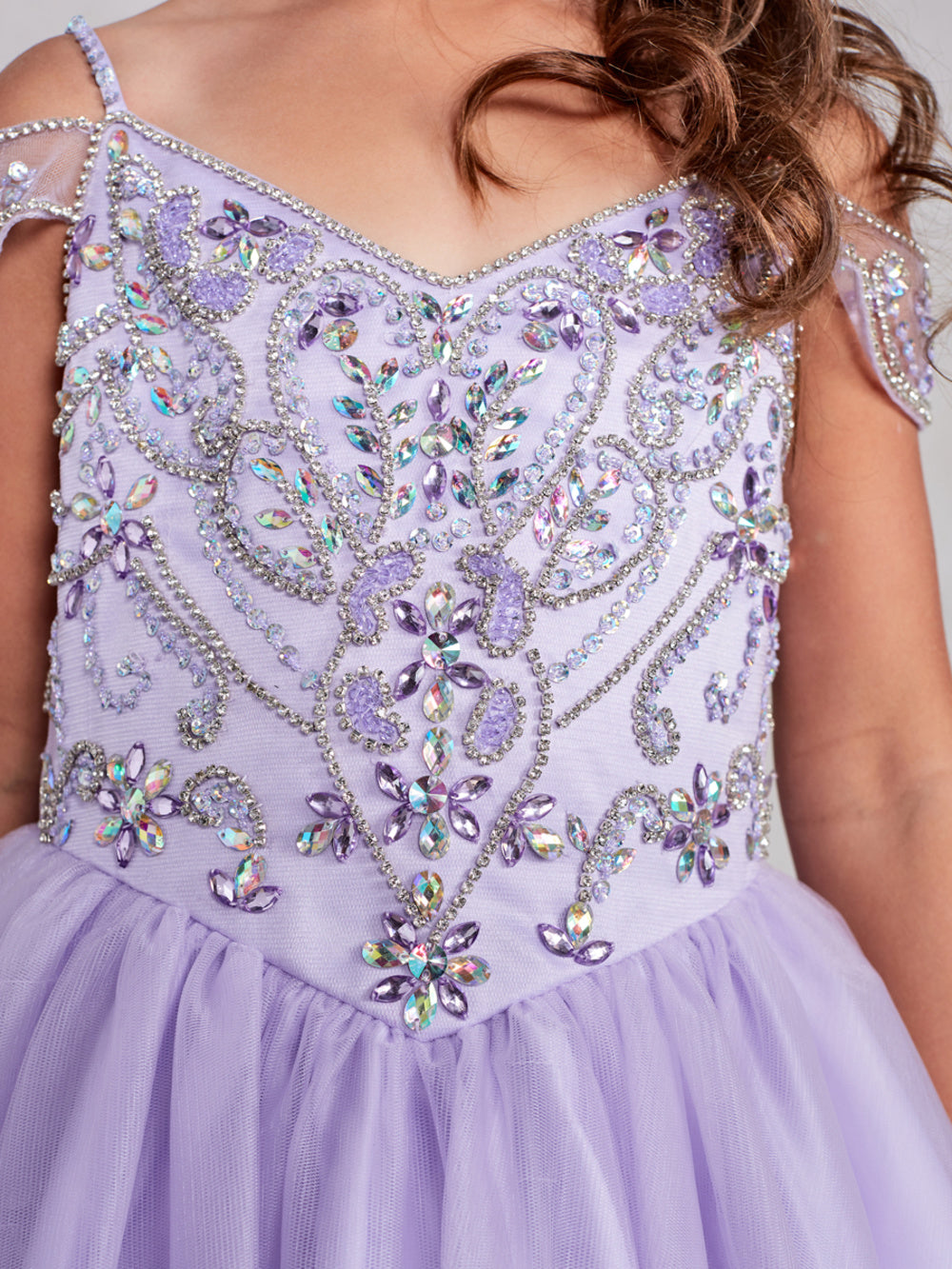 Off Shoulder Beaded Bodice Girl Pageant/Mini Quince Dress by TIPTOP KIDS - AS7021