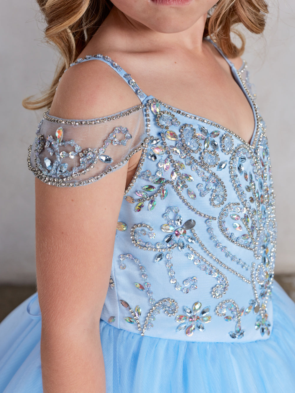 Off Shoulder Beaded Bodice Girl Pageant/Mini Quince Dress by TIPTOP KIDS - AS7021