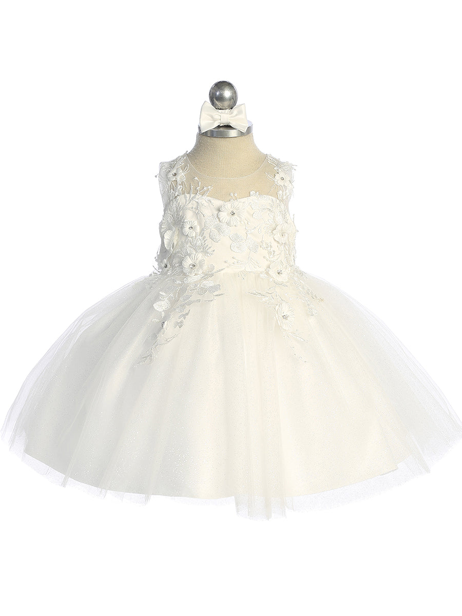 Baby Dress with Beautiful Illusion Neckline Bodice by TIPTOP KIDS - AS7038S