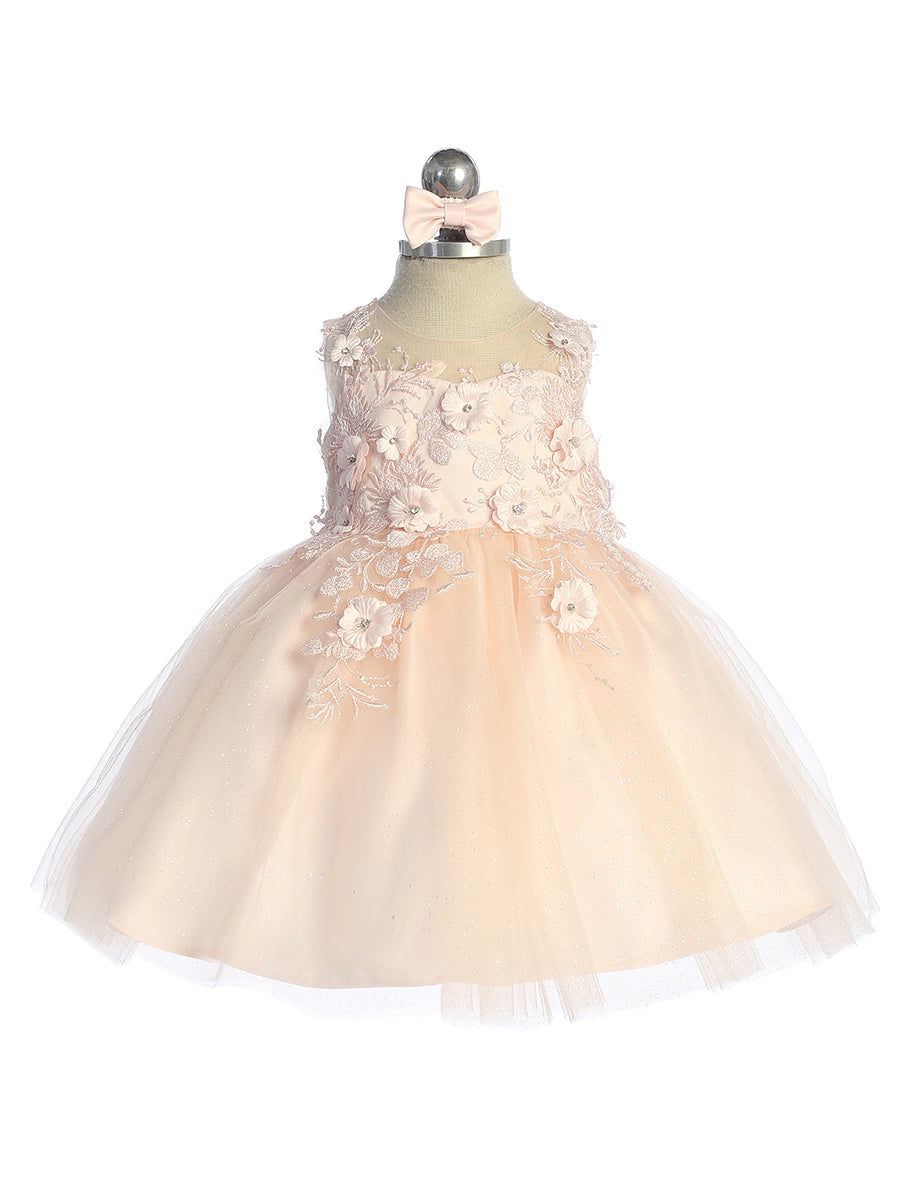 Baby Dress with Beautiful Illusion Neckline Bodice by TIPTOP KIDS - AS7038S