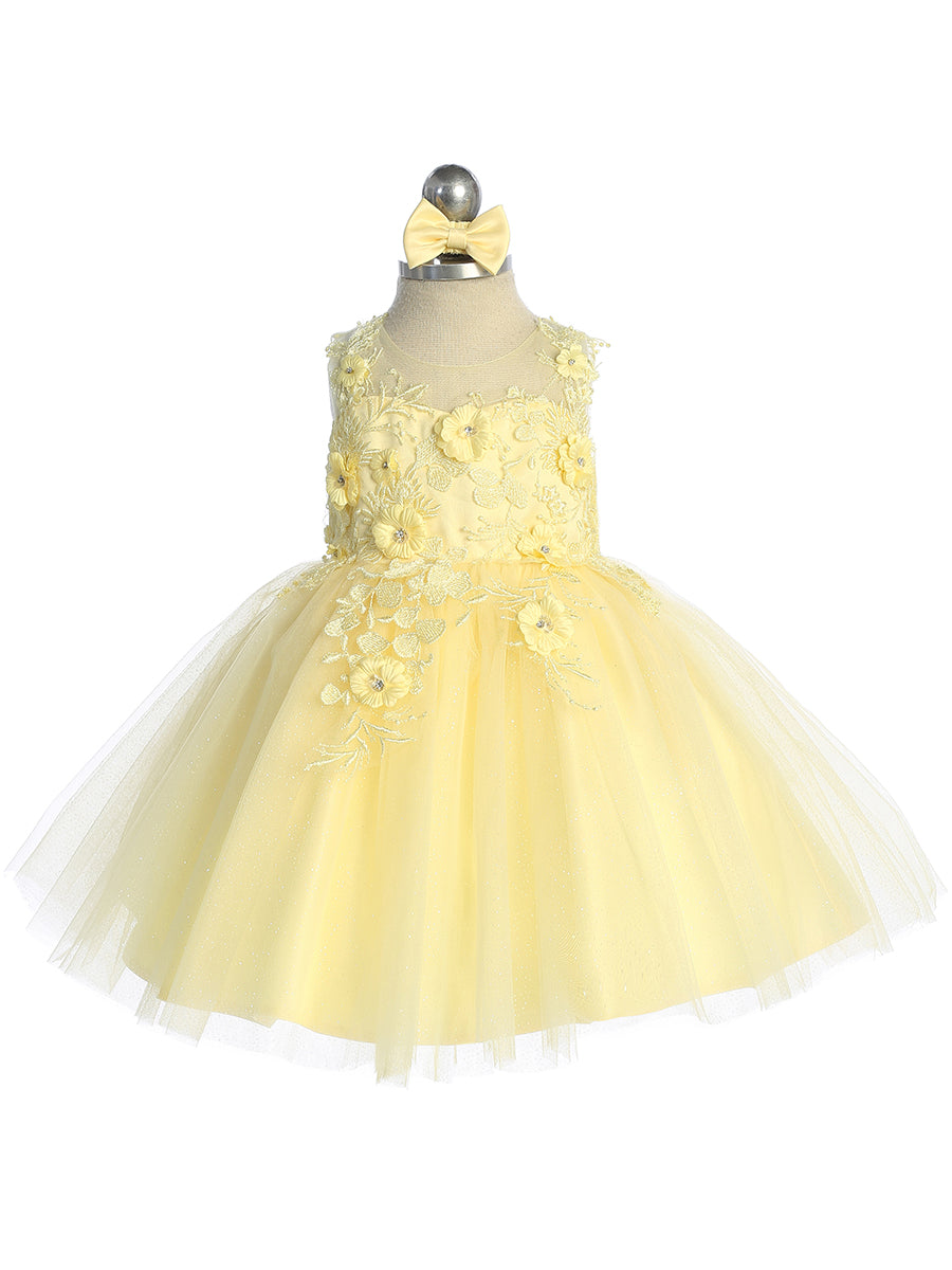 Baby Dress with Beautiful Illusion Neckline Bodice by TIPTOP KIDS - AS7038S