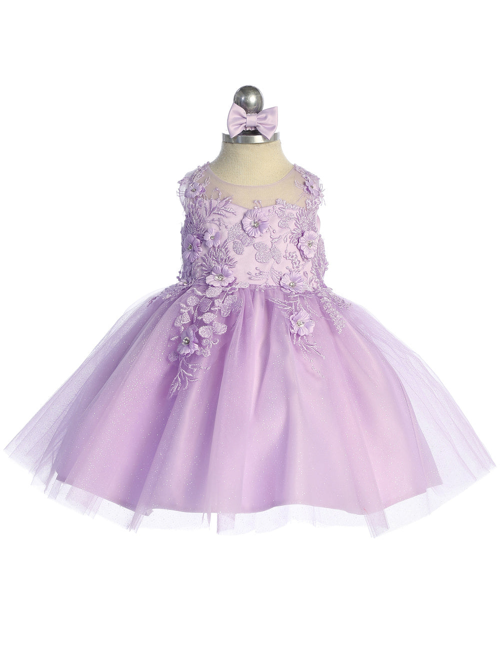 Baby Dress with Beautiful Illusion Neckline Bodice by TIPTOP KIDS - AS7038S