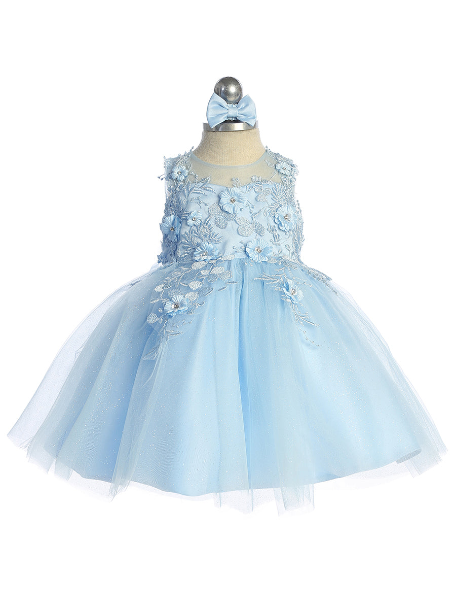 Baby Dress with Beautiful Illusion Neckline Bodice by TIPTOP KIDS - AS7038S