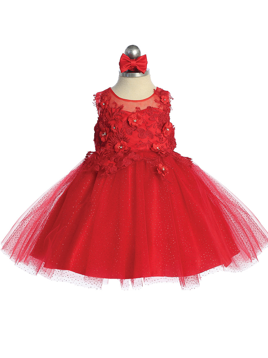 Baby Dress with Beautiful Illusion Neckline Bodice by TIPTOP KIDS - AS7038S