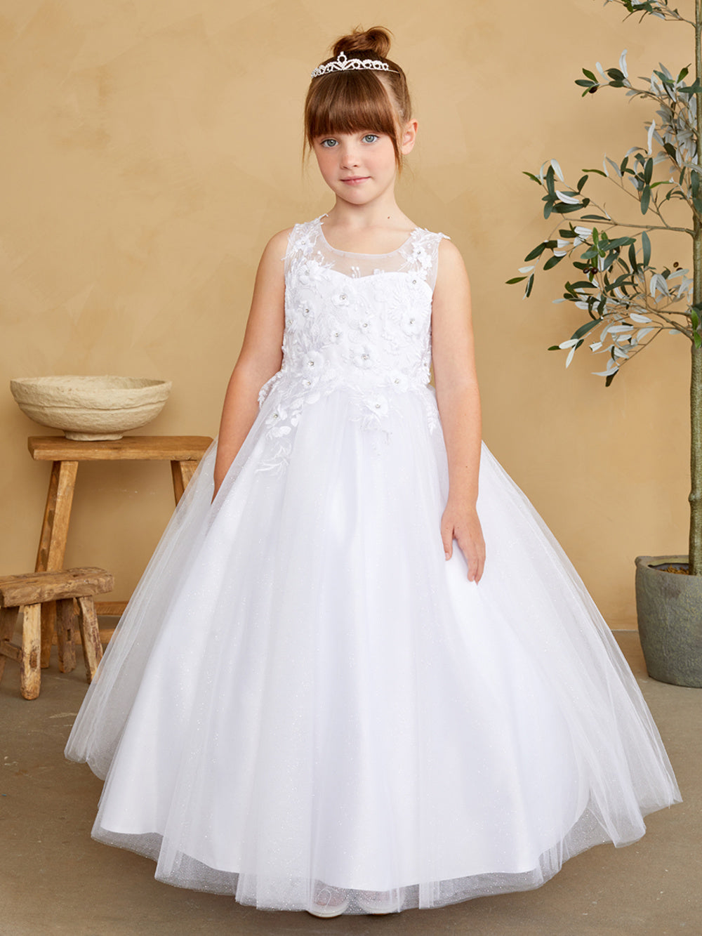 Girl Mini-Quince with Floral Tulle Bodice Dress by TIPTOP KIDS - AS7038