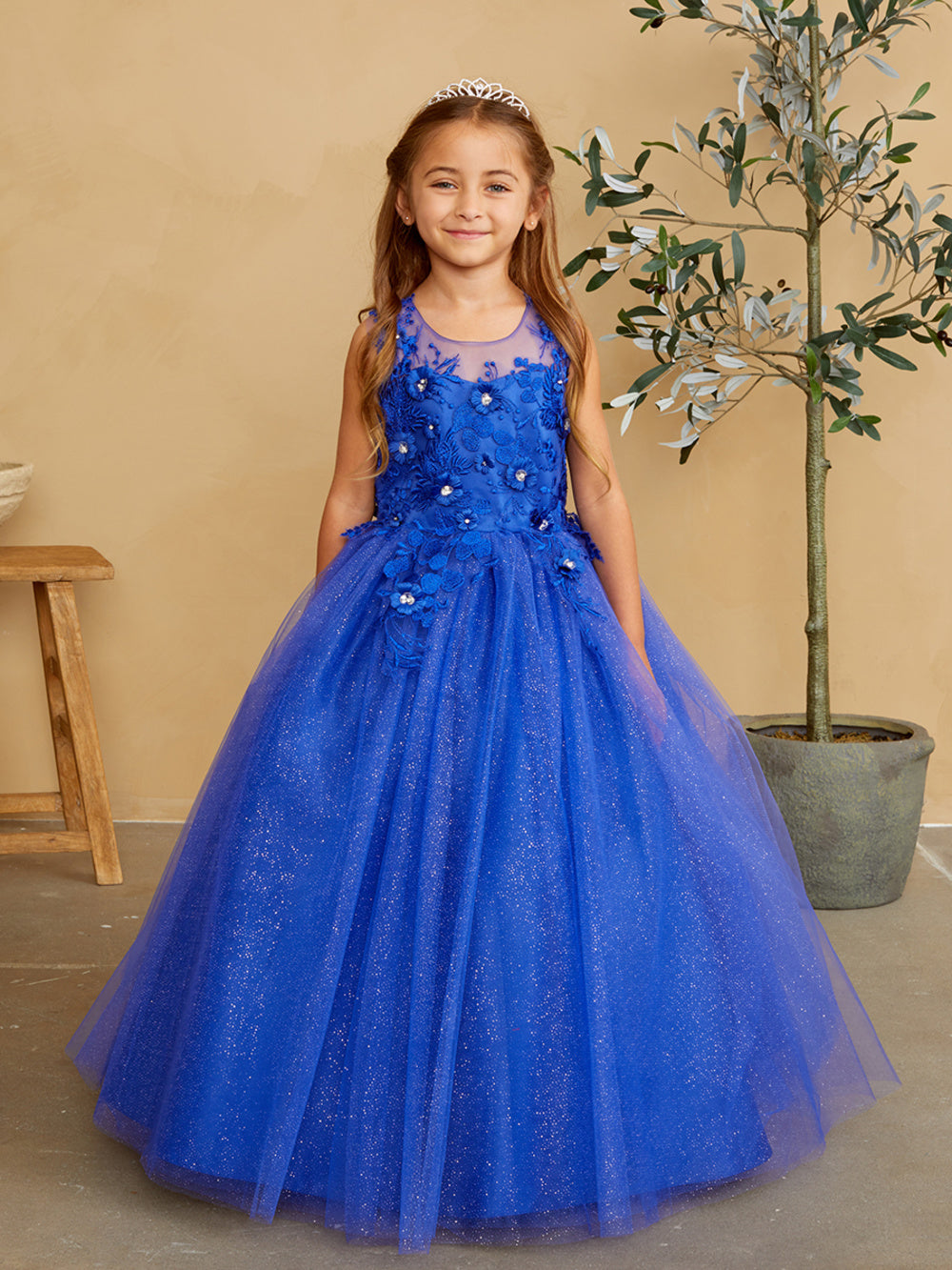 Girl Mini-Quince with Floral Tulle Bodice Dress by TIPTOP KIDS - AS7038