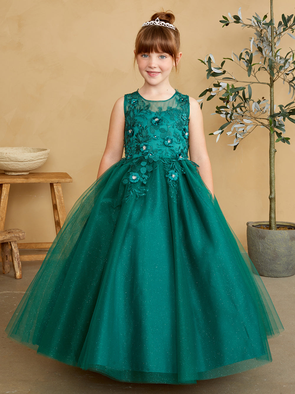 Girl Mini-Quince with Floral Tulle Bodice Dress by TIPTOP KIDS - AS7038