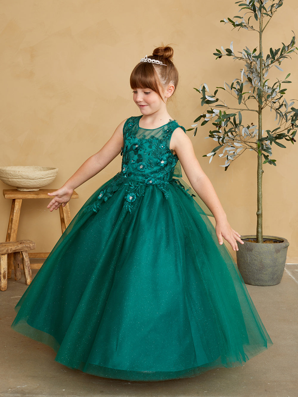 Girl Mini-Quince with Floral Tulle Bodice Dress by TIPTOP KIDS - AS7038