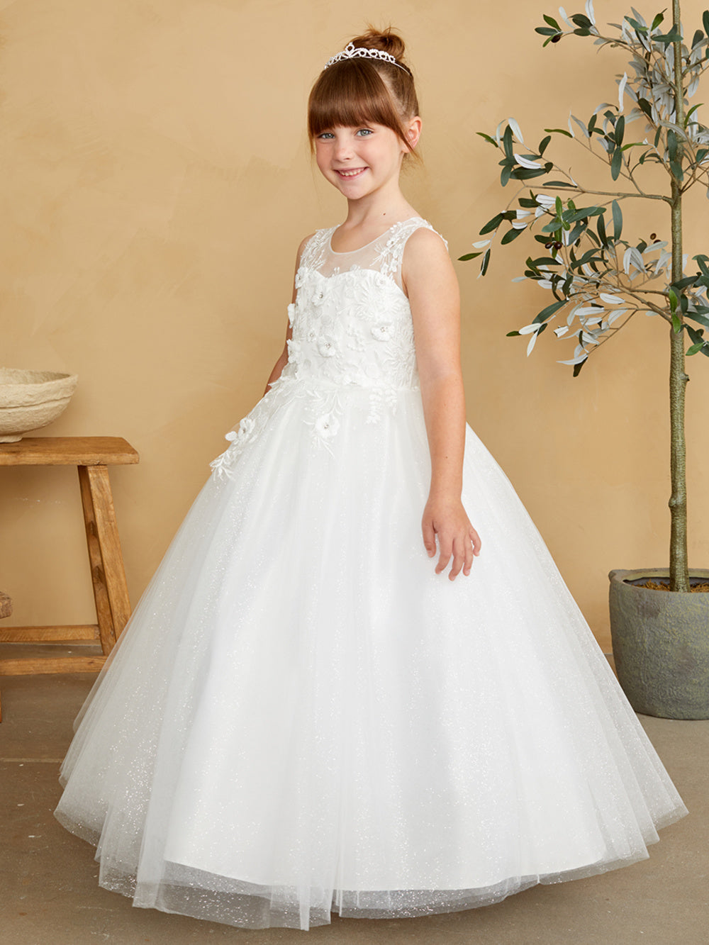 Girl Mini-Quince with Floral Tulle Bodice Dress by TIPTOP KIDS - AS7038