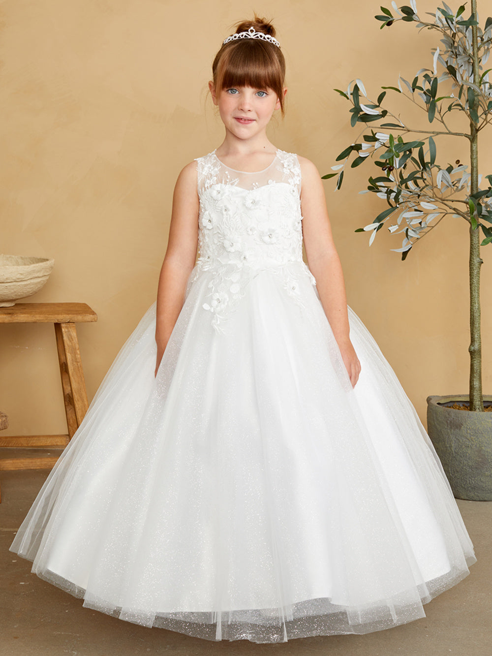 Girl Mini-Quince with Floral Tulle Bodice Dress by TIPTOP KIDS - AS7038