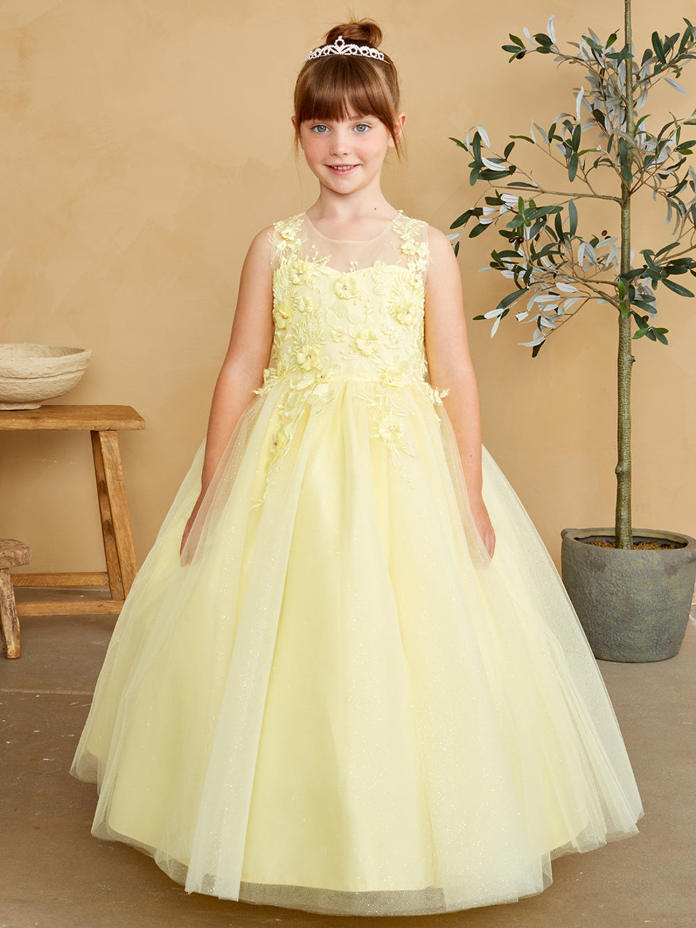 Girl Mini-Quince with Floral Tulle Bodice Dress by TIPTOP KIDS - AS7038