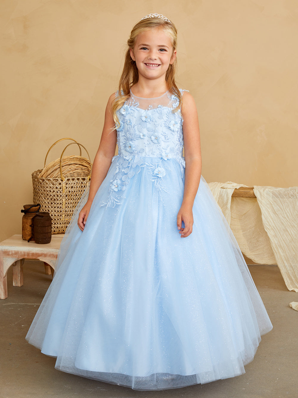 Girl Mini-Quince with Floral Tulle Bodice Dress by TIPTOP KIDS - AS7038