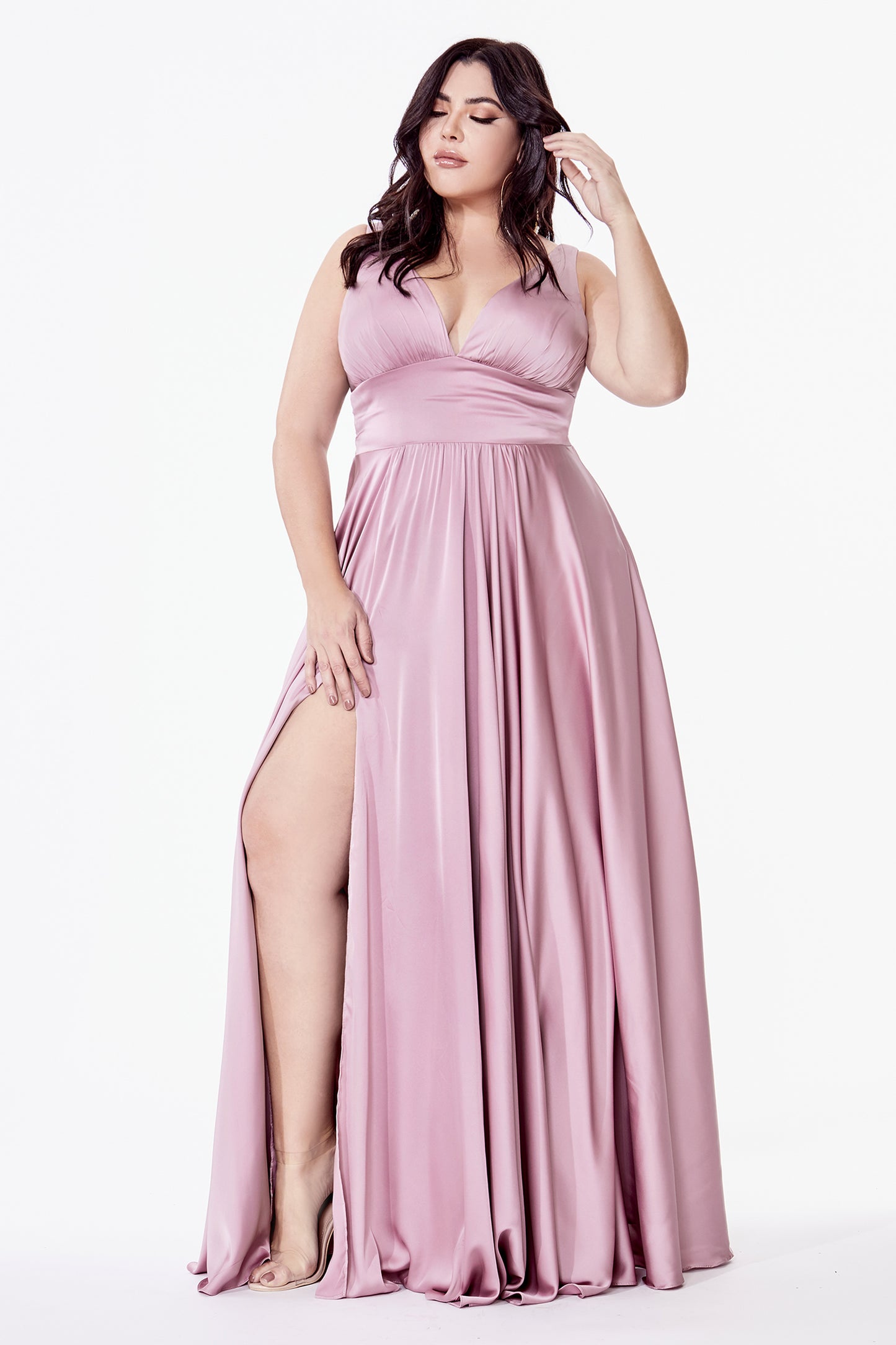 Satin Flowy A-line Dress by Cinderella Divine - 7469C (size 18-24)  - Curves