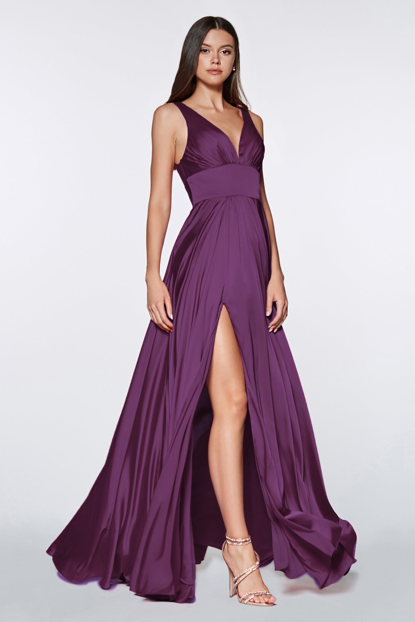 Satin Flowy A-line Dress by Cinderella Divine - 7469 (size 2 -10) - Special Occasion