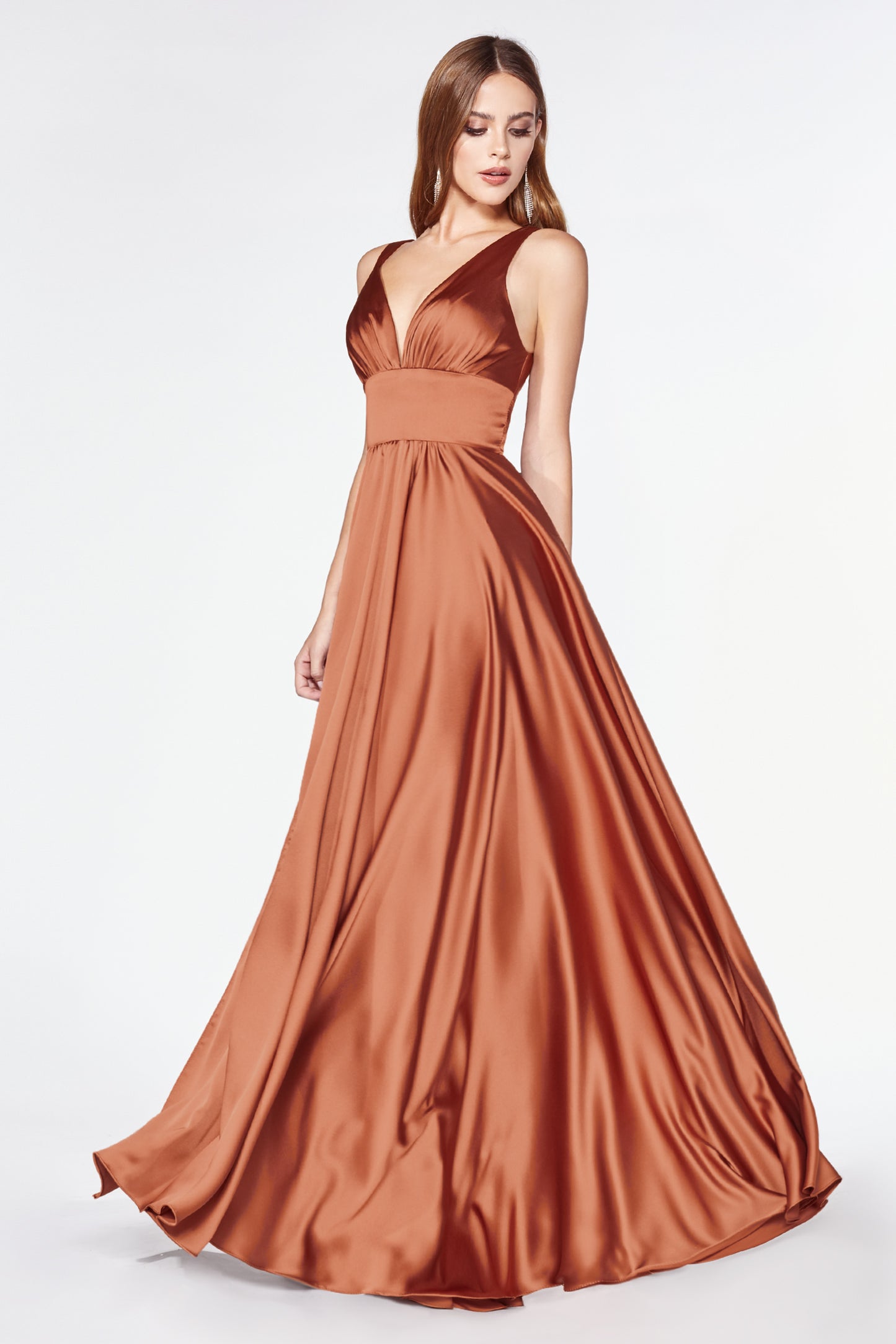 Satin Flowy A-line Dress by Cinderella Divine - 7469 (size 2 -10) - Special Occasion