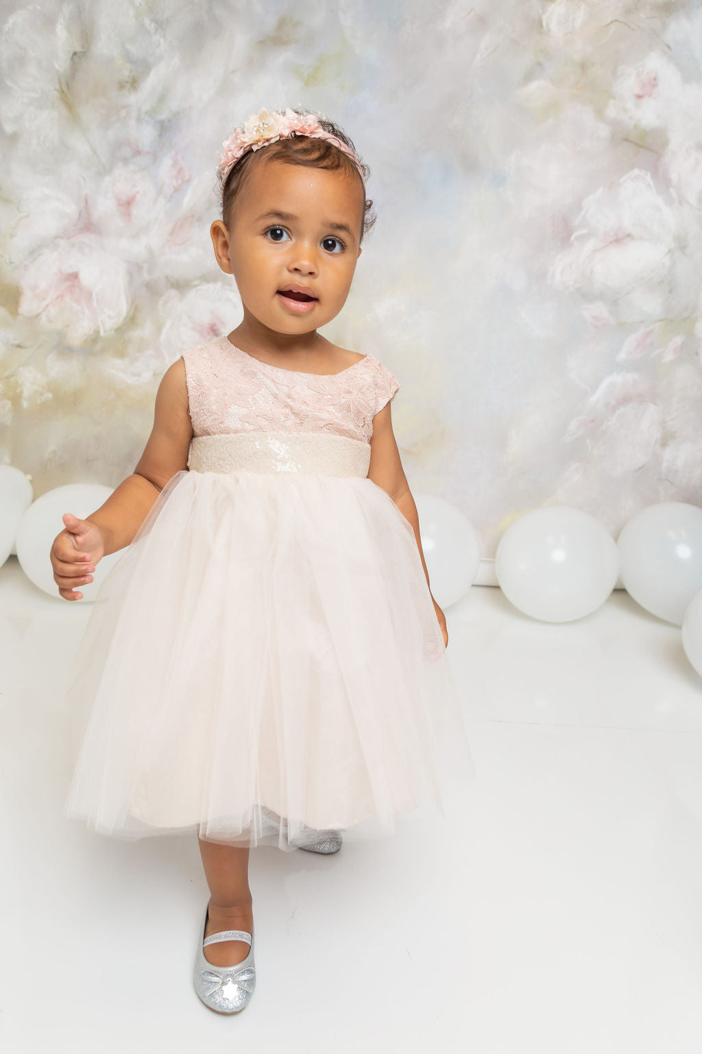 Baby Girl Lace Tulle Sequin Back V Party Dress- AS522B Kids Dream